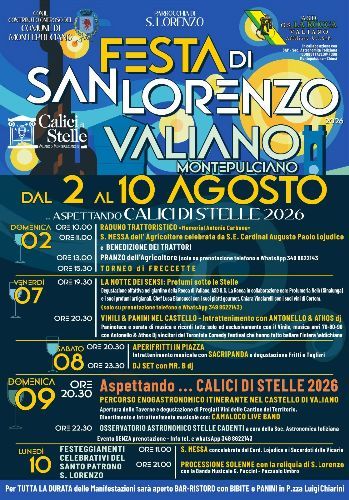 Festa di San Lorenzo Valiano Montepulciano 2026